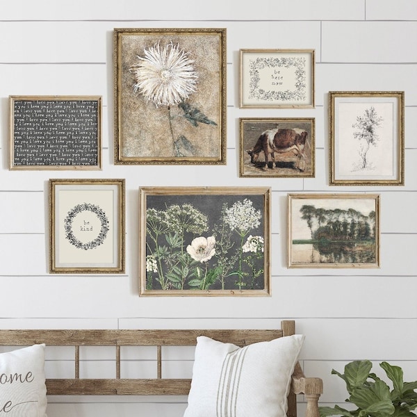 PRINTED Vintage Rustic Farmhouse Gallery Wall Art Print Set - Wall Art Print Set, Printed and shipped