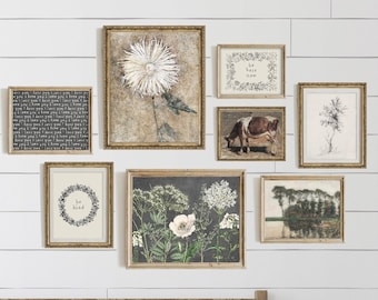 PRINTED Vintage Rustic Farmhouse Gallery Wall Art Print Set - Wall Art Print Set, Printed and shipped