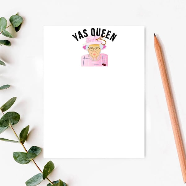 Yas Queen Gift Notepad, Pop Culture Best Friend Gift. 4.25" x 5.5", Funny Notepad