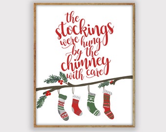 The Stockings Were Hung Print, Christmas Print, Holiday Print, Holiday Art Print