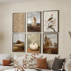 IMPRESO Autumn Farm Vintage Set de 6 Art Prints - Wall Art Print Set, Impreso y enviado