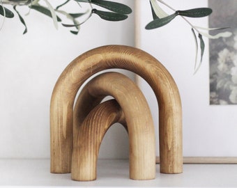 Wood Arch Set of Three Shelf Decor | Decorative Sculpture | Home Accent Decor | Gift