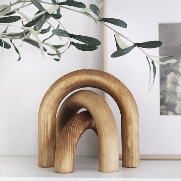 Wood Arch Set of Three Shelf Decor | Decorative Sculpture | Home Accent Decor | Gift