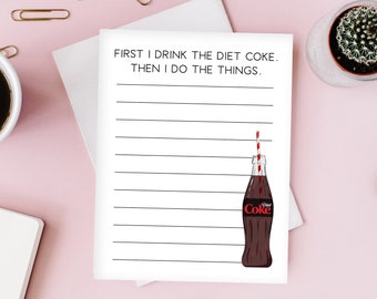 Diet Coke Notepad. 4.25" x 5.5", Funny Notepad