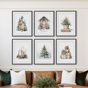 Juego de 6 láminas artísticas navideñas de Simple Sage IMPRESAS: juego de láminas artísticas para pared, impresas y enviadas, láminas artísticas de invierno