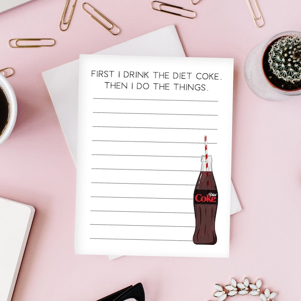 Diet Coke Notepad. 4.25" x 5.5", Funny Notepad