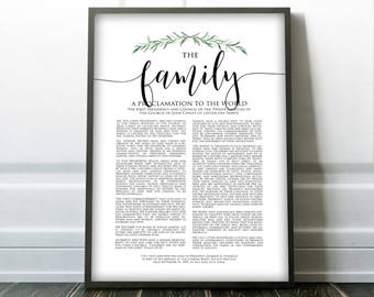 The Family Proclamation Print, LDS Family Proclamation, Modern Family Proclamation, Printable, LDS Print, LDS Art, printable