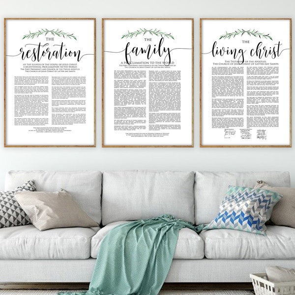 PRINTED lds Set of Three, Family Proclamation, Living Christ Modern LDS  Set, Frame NOT included