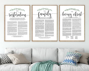 PRINTED lds Set of Three, Family Proclamation, Living Christ Modern LDS  Set, Frame NOT included