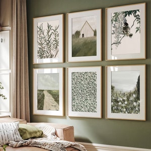 PRINTED Neutral Greenery Farm 6 Art Prints - Wall Art Print Set, Printed and shipped