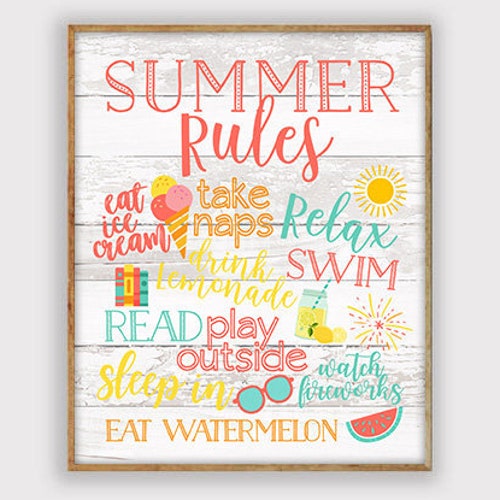 Summer Rules Art Print Summer Printable Pool Printable Etsy