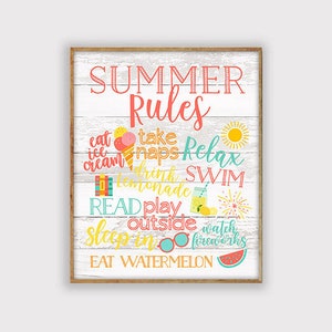 Summer Rules Art Print, Summer Printable, Pool Printable, Printable Art, INSTANT DOWNLOAD