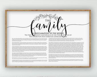 LDS Family Proclamation Horizontal, Poster Family Proclamation, Large Family Proclamation, LDS print, LDS Printable