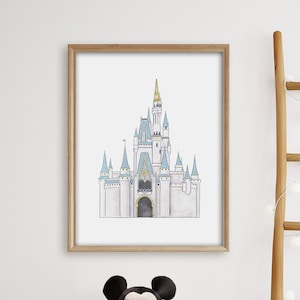 Disneyworld Castle Watercolor Print, Boys or Girls Magical Princess Castle Printable Art