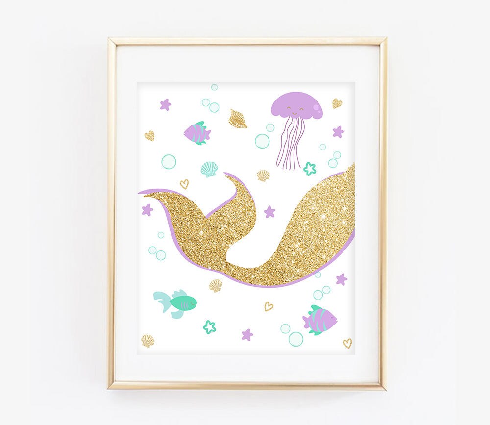 Mermaid Print Mermaid Printable Mermaid Party Decor Mermaid - Etsy