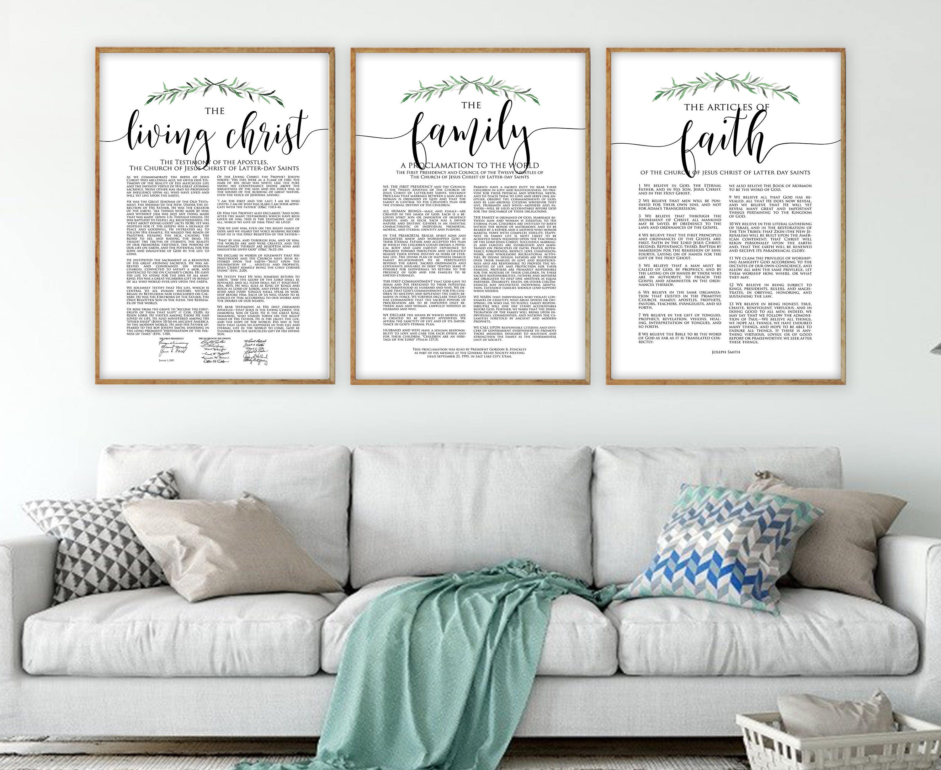3 LDS Printables Church of Jesus Christ Restoration Proclamation Living Christ LDS Wall Art Family Proclamation Calligraphy