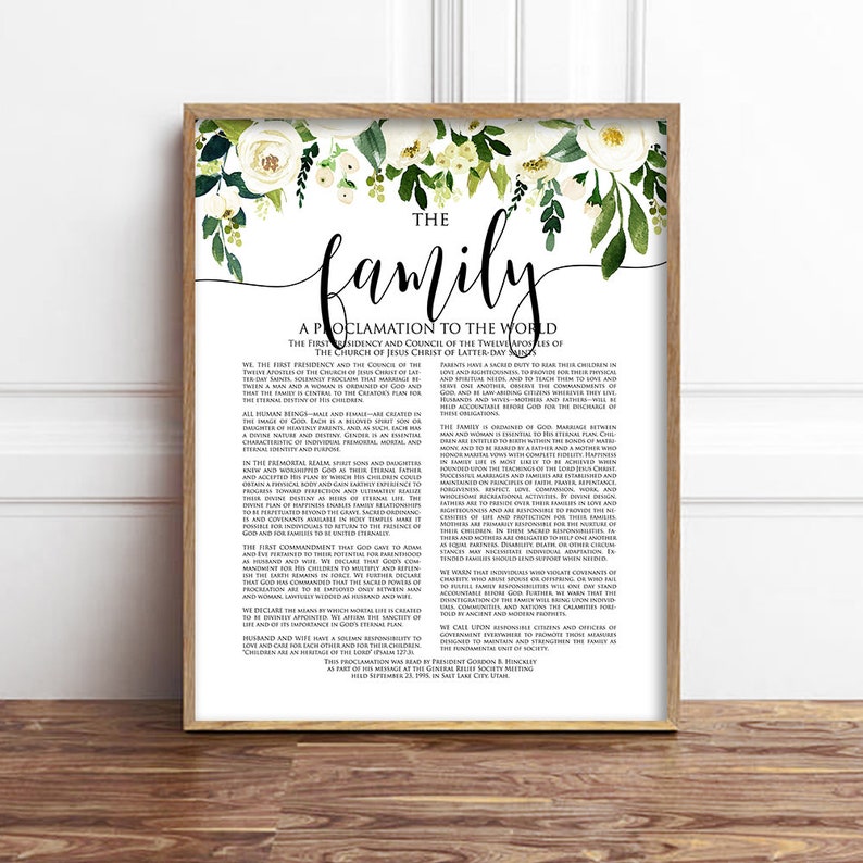 Floral Spring LDS Family Proclamation Digital Printable Art, Instant ...