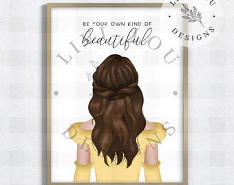 Princess Art Print Belle Printed And Shipped Girl S Room Etsy
