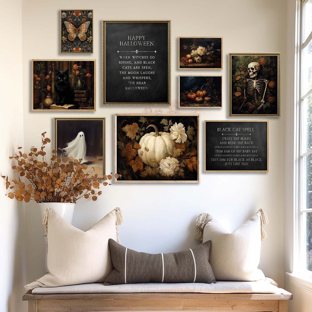 PRINTED Antique Halloween Gallery Wall Vintage Art Print Set - Autumn ...