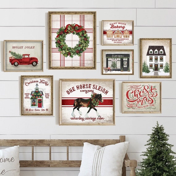 PRINTED Vintage Classic Christmas Gallery Wall Art Print Set - Etsy