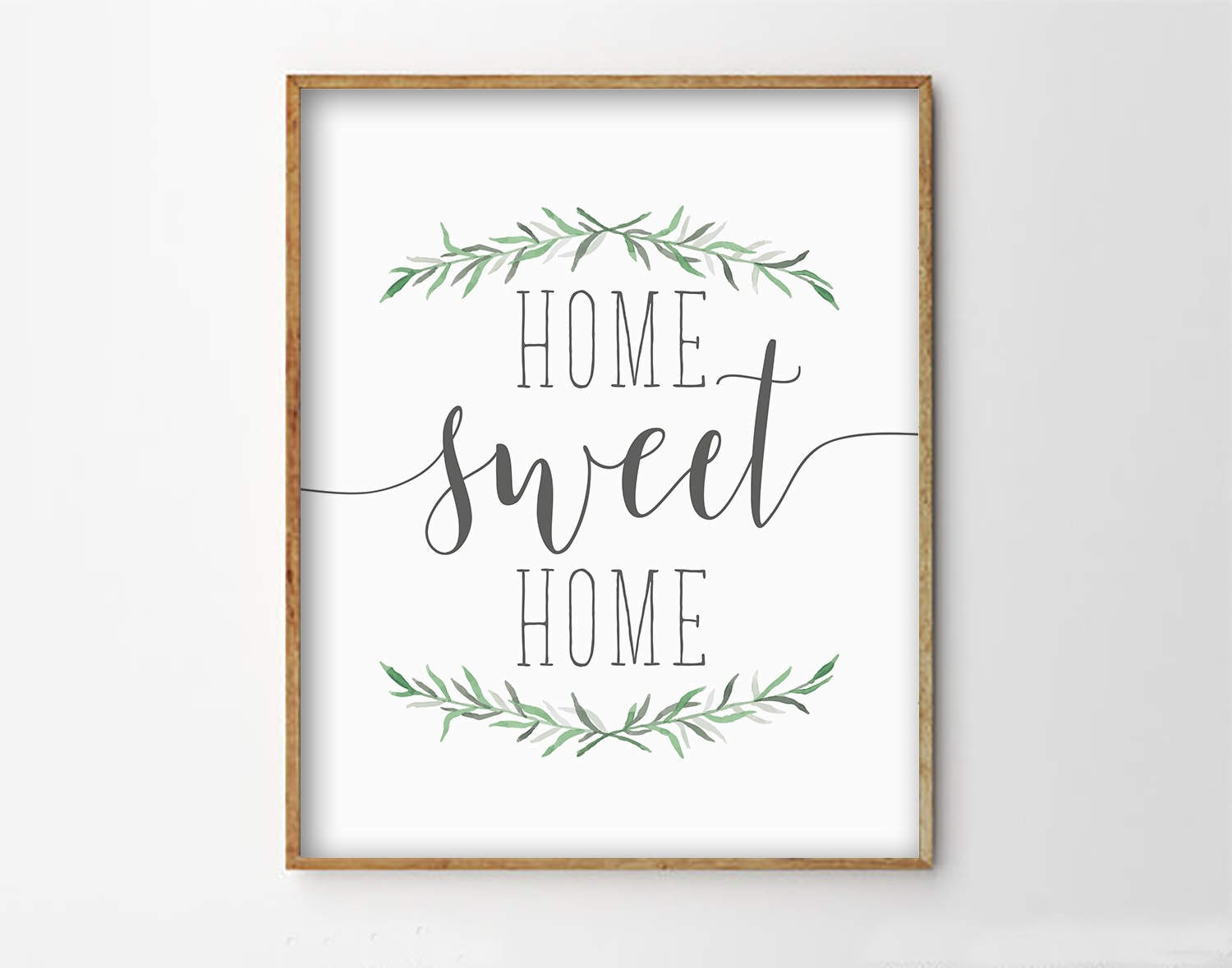 Home Sweet Home Print, Home Sweet Home Printable, Simple Typography Print,  Home Decor Print, Printable Art, Greenery