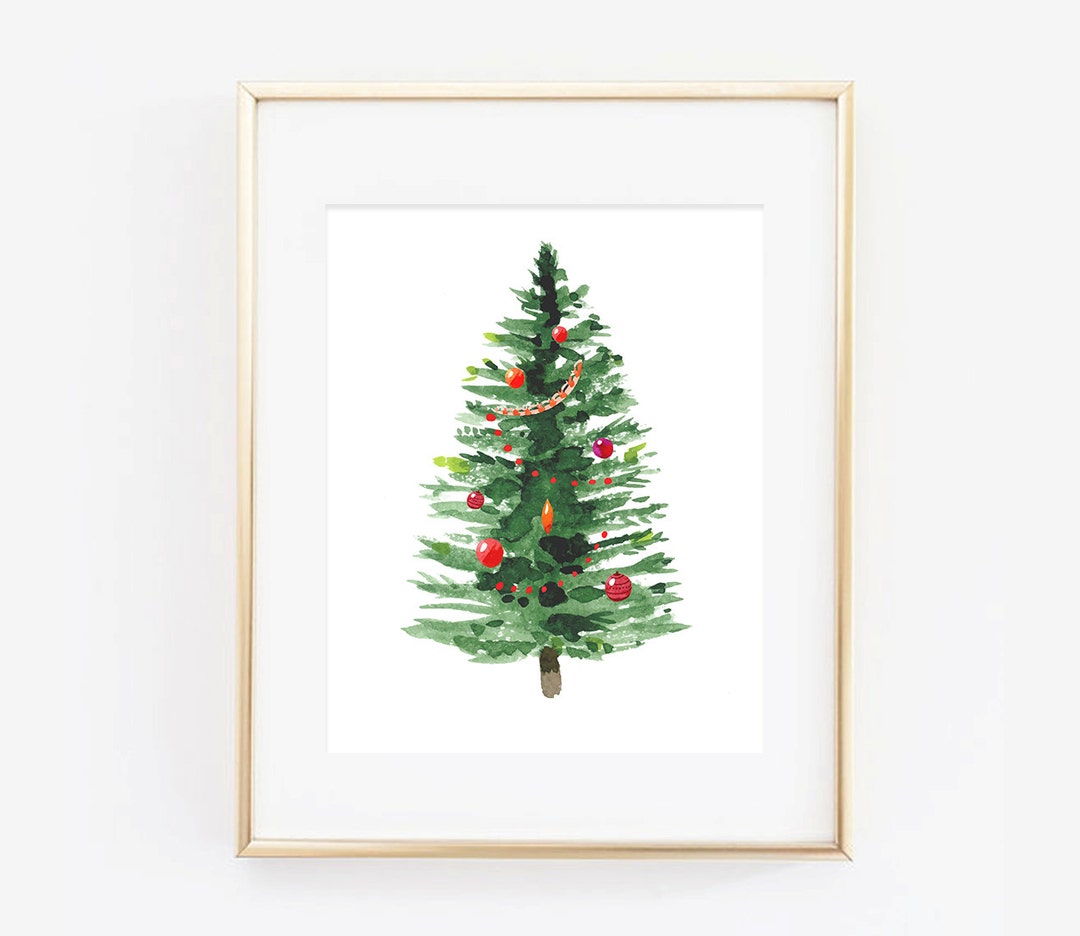 Watercolor Christmas Tree Holiday Digital Printable Art Print - Etsy