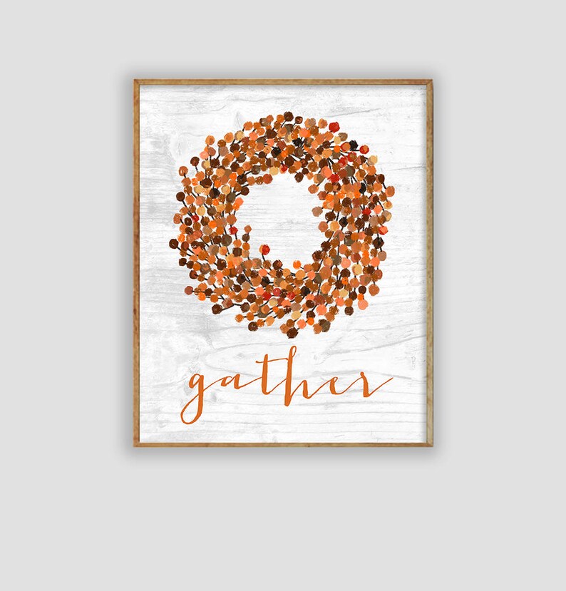 Autumn Farmhouse Wreath Print Fall Wreath Printable | Etsy