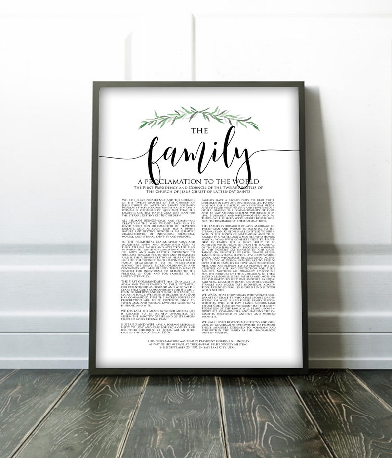 PRINTED LDS Family Proclamation to the World Print LDS Art | Etsy