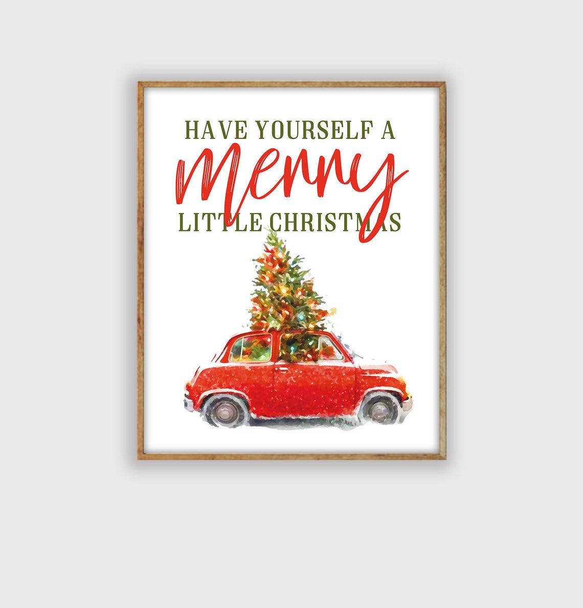 Merry Christmas Car Art Printable Christmas Print Christmas - Etsy