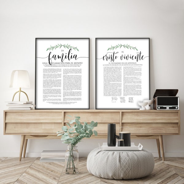 SPANISH Leaf The Family Proclamation, The Living Christ Set of Two Poster Prints, Digital Printable Art Prints, Modern LDS Prints