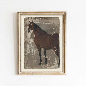 PRINTED Distressed Horse Portrait Painting Art Print | Vintage Antique Country Art Print