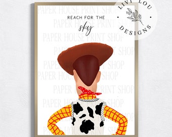 Woody Toy Story Art Print,  Reach for the sky Printed and Shipped, Boy&#39;s Room Art Prints, Frame Not Included