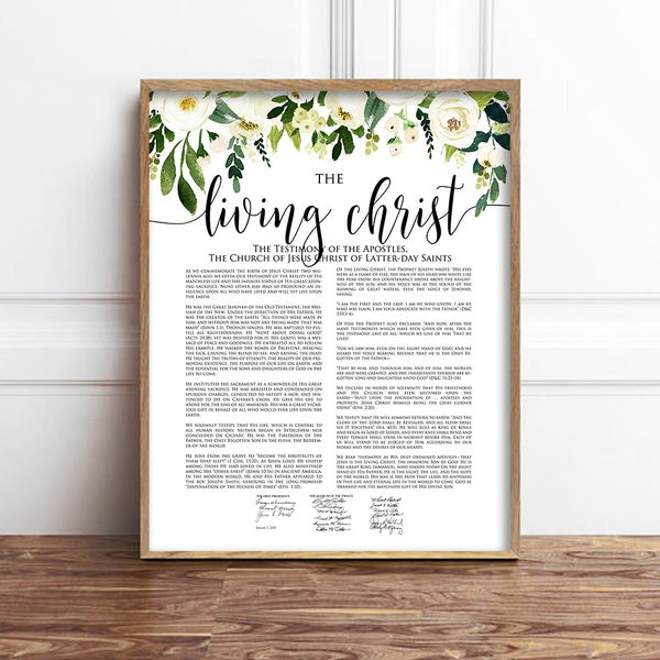 The Living Christ Print, Modern LDS Print, White Floral Living Christ Printable Art, LDS Wedding Gift