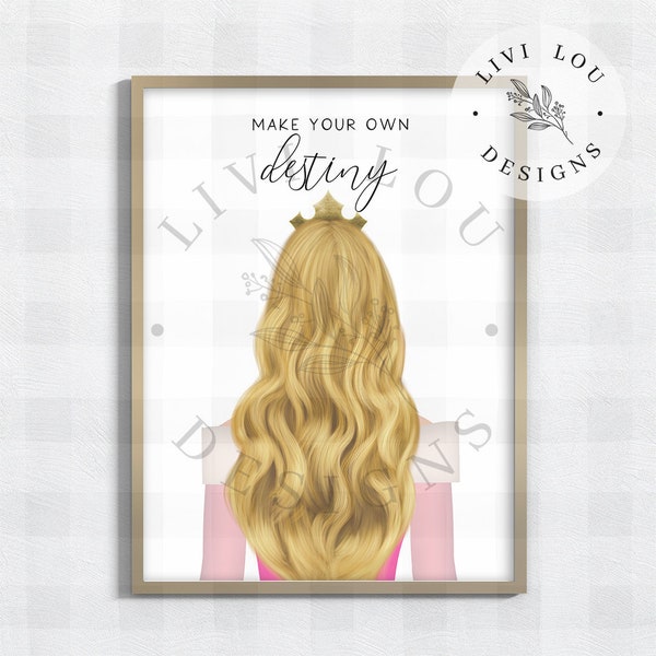 Princess Art Print, Aurora Printed and Shipped, Girl's Room Art Prints, Frame Not Included