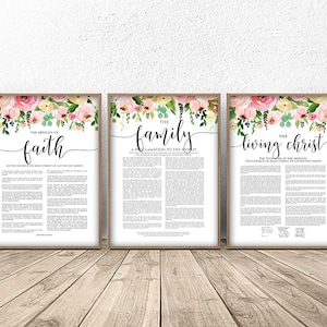 Spring Floral LDS Printable Set, The Family Proclamation, The Living Christ and The Articles of Faith Set, Modern LDS Printable Set