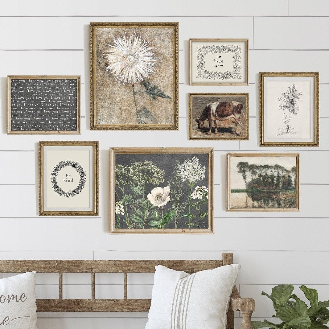 PRINTED Vintage Rustic Farmhouse Gallery Wall Art Print Set Wall Art