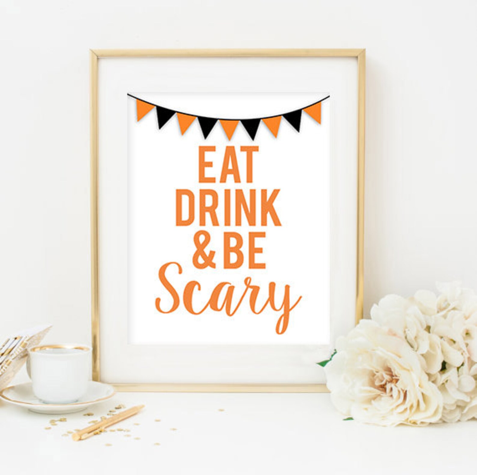 Eat Drink and Be Scary Halloween Digital Printable Wall Decor - Etsy