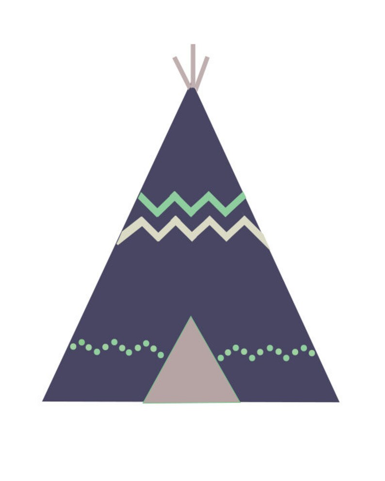 Baby Boy Blue and Green Nursery Tribal Teepee Arrow Digital - Etsy