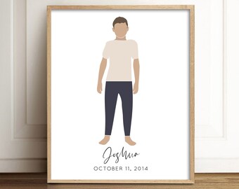 Boy Room Decor Custom Boy Illustration Custom Boy Gift Print Custom Baby Boy Gift Baptism Print Baby Gift Baby Boy Nursery Decor