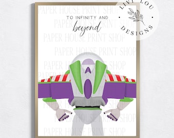 Buzz Lightyear Art Print, To Infinity & Beyond Printed and Shipped, Boy&#39;s Room Art Prints, Frame Not Included