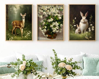 PRINTED Vintage Easter Art Prints Set of 3, Printed and shipped