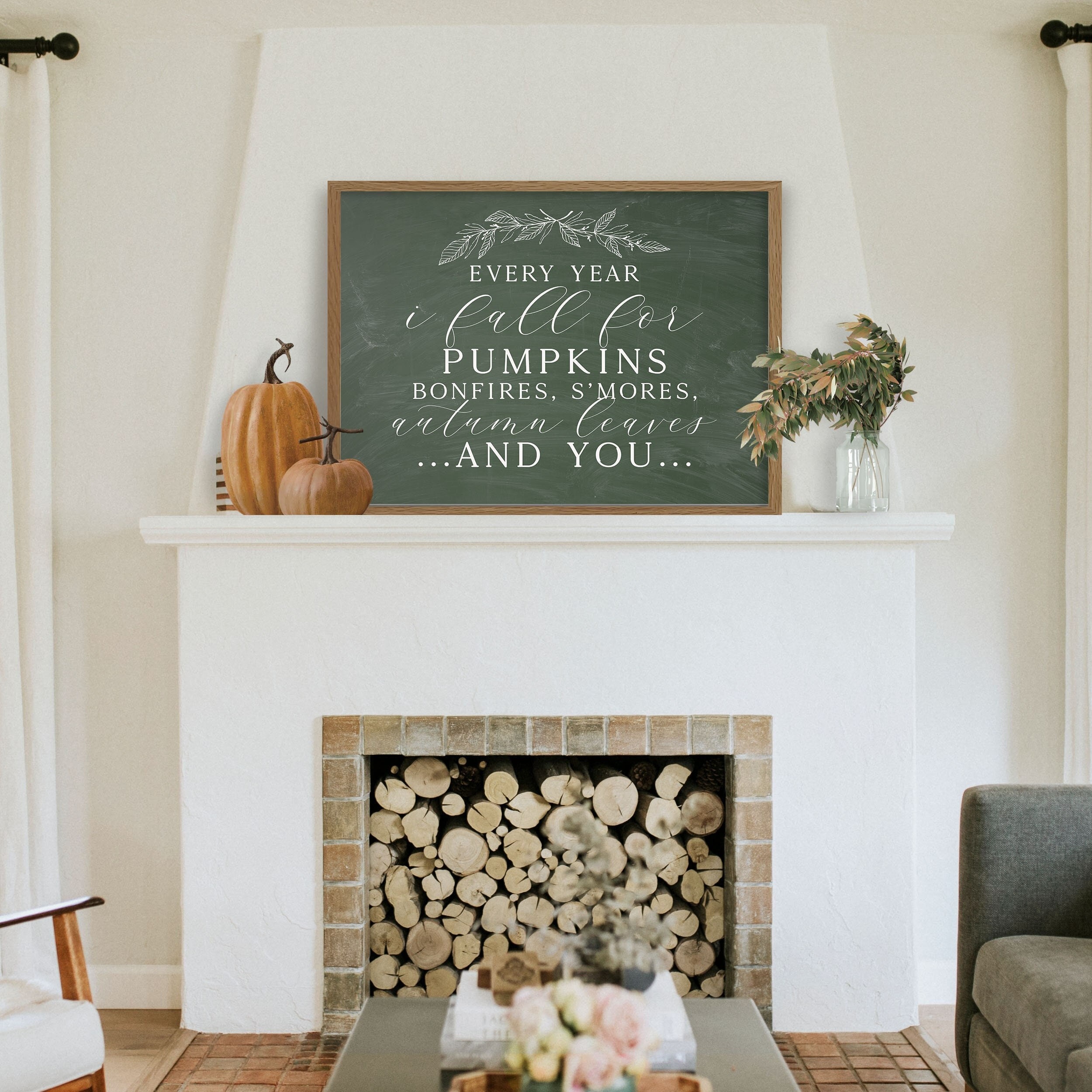 I Fall For You Autumn Art Print, Printed and shipped, Fall Home Decor, vintage farmhouse Decor
