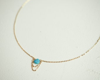 14K Gold Filled Dainty DRAPE Necklace with Turquoise