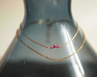 14K Gold Filled DAINTY DOUBLE Bracelet with Ruby