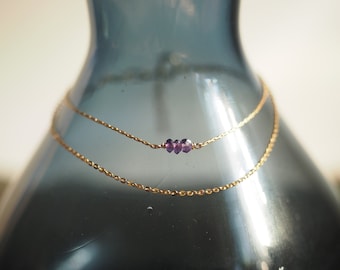 14K Gold Filled DAINTY DOUBLE Bracelet with Amethyst