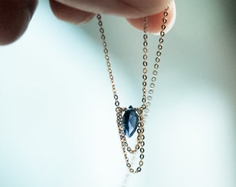 14K Gold Filled Dainty DRAPE Necklace with Marquise IOLITE