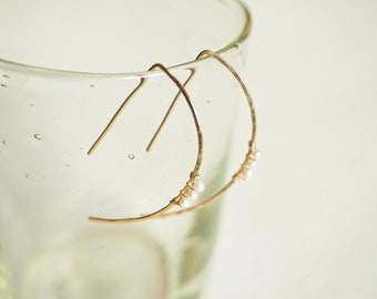 14K Gold Filled ARCH Minimalist Earrings with Pearl