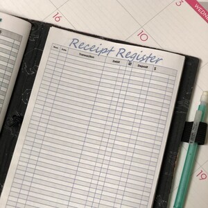 Chequeboekregister A5-bijlage; Afdrukbaar; Babyblauw