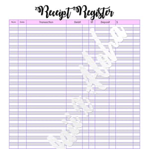 Checkbook Register A4 - for IPAD; Digital Finances