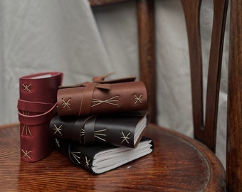 Leather Field Notebook Set of Four - 3.5 x 4.5 inches - Whisky - Espresso - Antique Red - Black